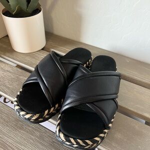 Tory Burch Black Crisscross Espadrille Slides